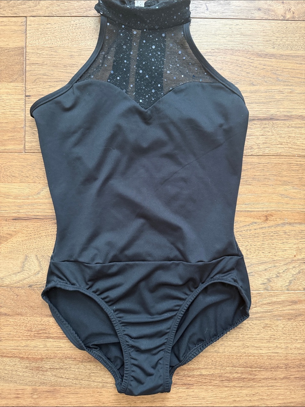 Balera Black Sparkle Mesh Halter Leotard Dance Gymnastics Costume Small